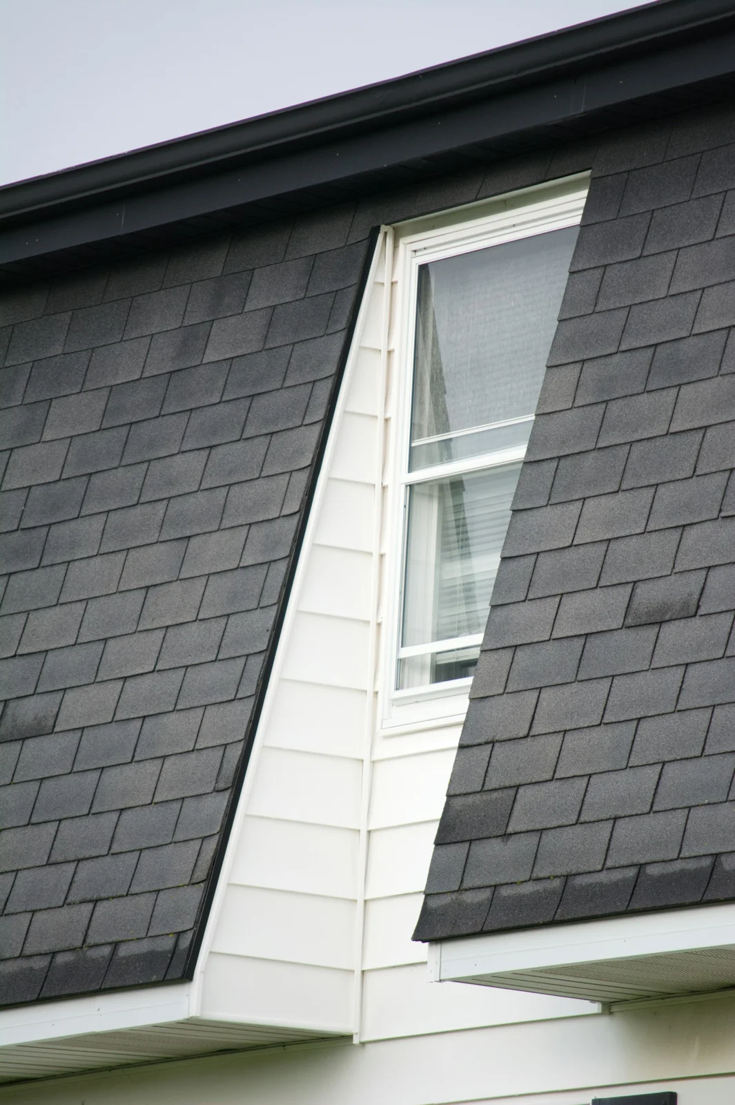 Detailed view of a finished residential roof